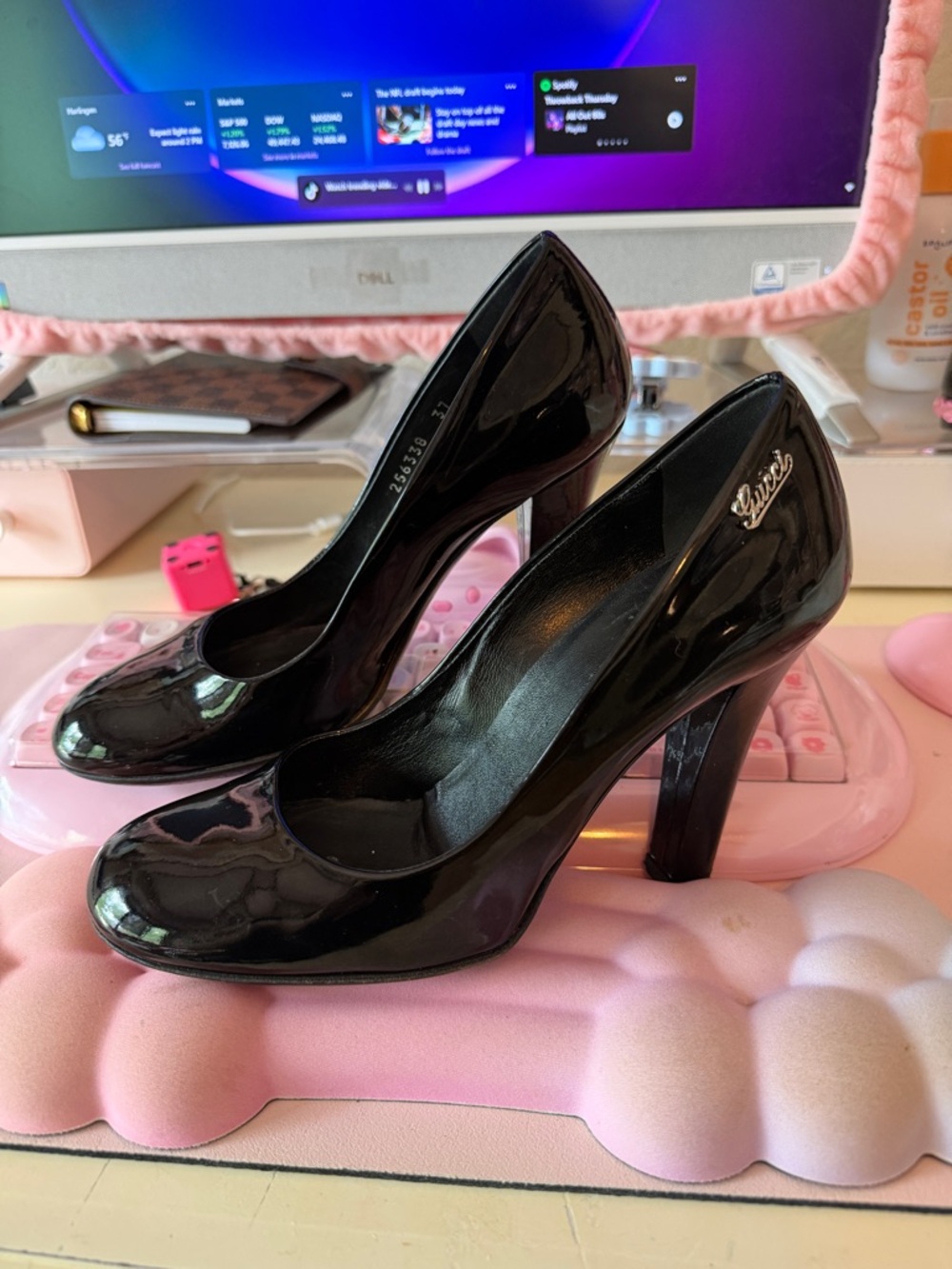 Gucci Black Patent Leather High Heel Pumps